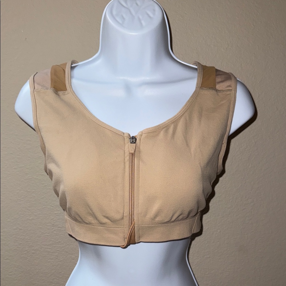 Alignmed Alignme Active Women's Tan Zip-Front Sports Compression Posture Bra L